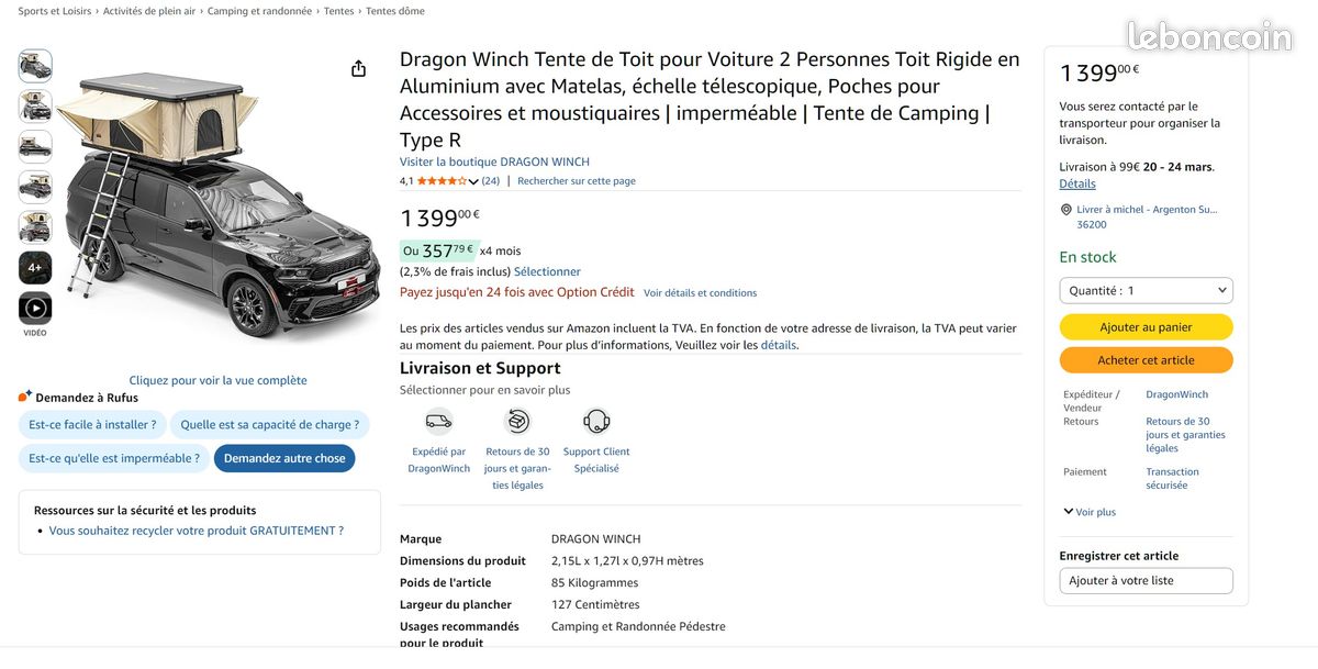 Quelle marque de tente de vouture pour une break