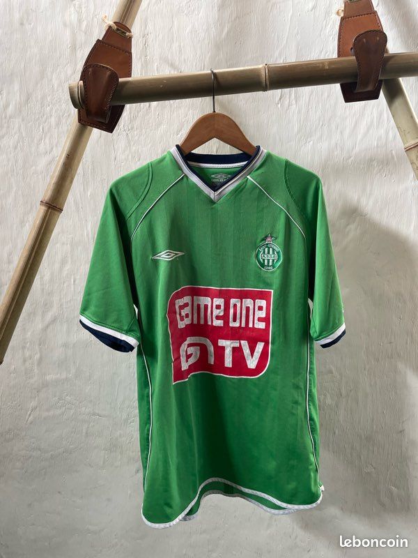 Maillot Vintage AS Saint-Étienne – Umbro, Vert, Manches Longues, Taille 8-10 Ans