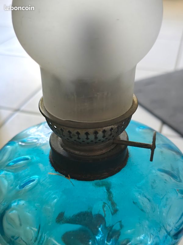 ANCIEN PIED LAMPE en pate de verre moulé rose style art déco vers 1930