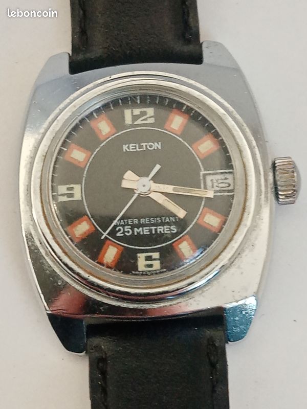 Montre De Plongée Mécanique Kelton - 25 Mètres - Arrêtée, Avec Rayures - Occasion