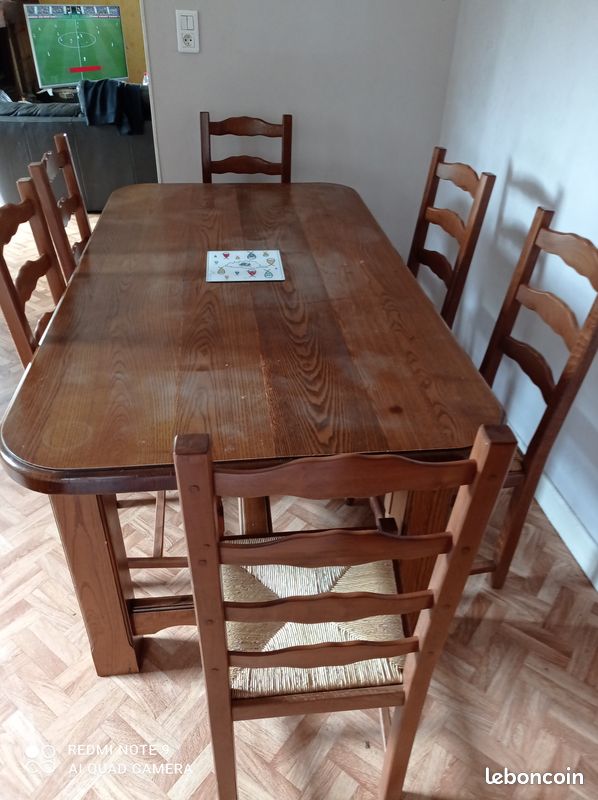 Table bois massif + 6 chaises (image 1)
