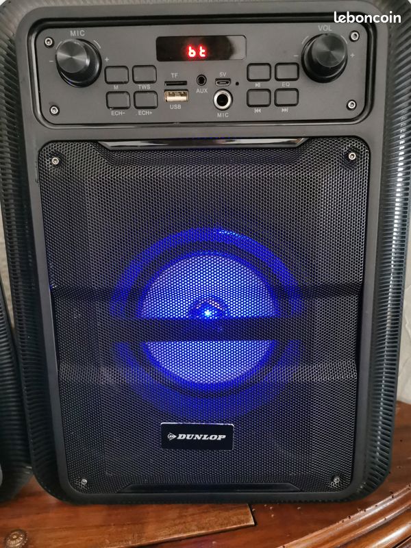 Dunlop Bluetooth Speaker 9W Met FM Radio En AUX/MIC Ingang Voor TF Kaart Usb Tws Functie Led Verlichting Zwart 1435155788