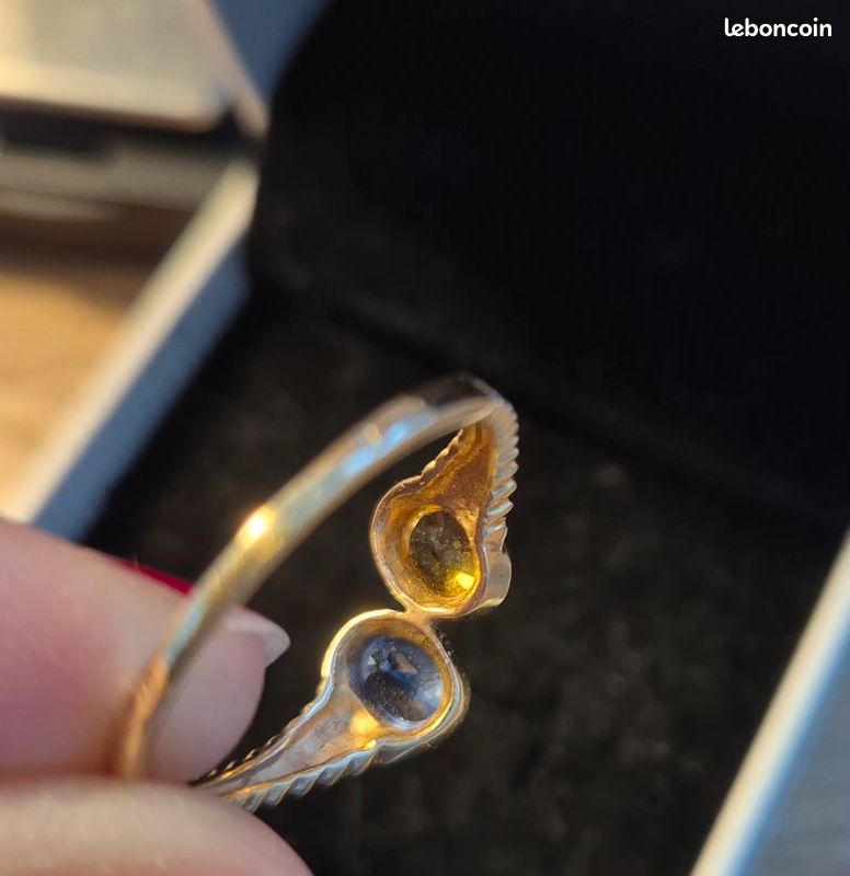 Bague En Or 18 Carats Avec 5 Saphirs - Poinçon Aigle - Taille 63 - Occasion