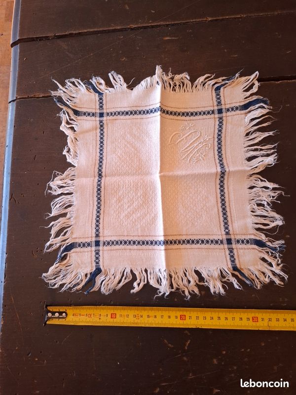 Service De Table Brodé Beige – 12 Couverts, 100% Coton (neuf Sans étiquette)