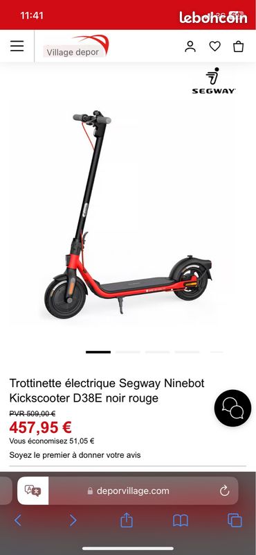 Trotinette électrique Ninebot avec son facture d’achat (image 2)
