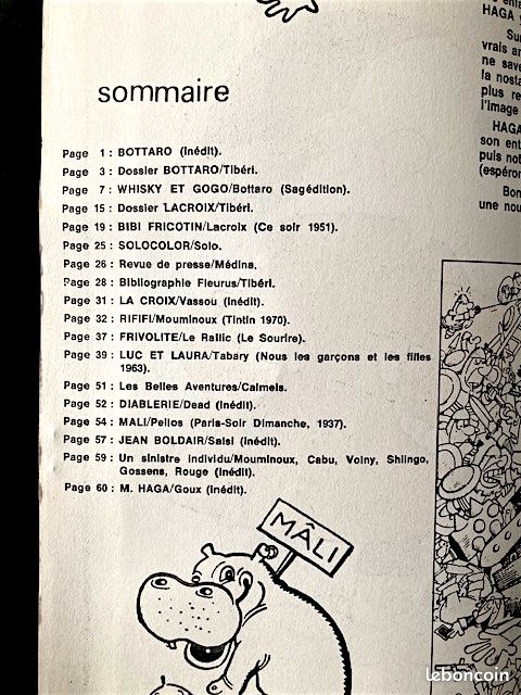 HAGA 39 (1979) - Fanzine BD - Entretiens avec Bottaro et Pierre Lacroix, Pellos ... (image 2)