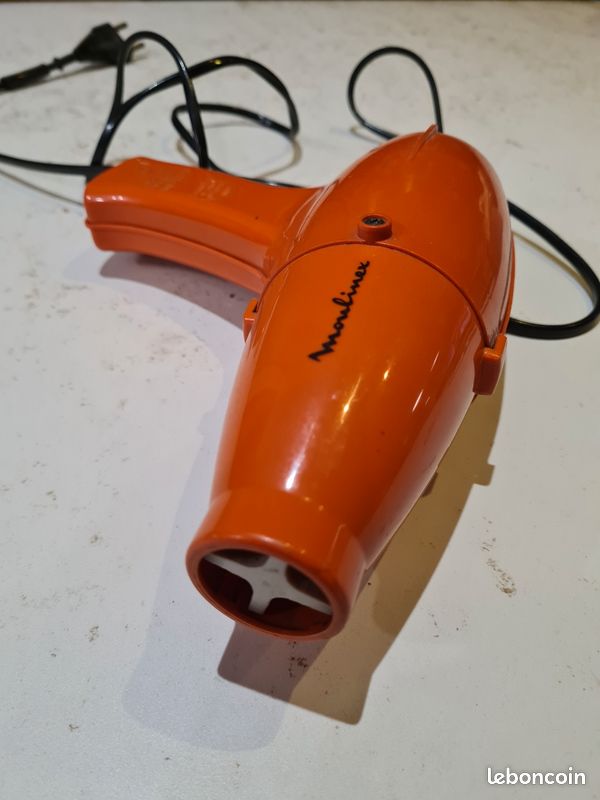 Sèche-cheveux Vintage Moulinex Orange Années 70 - Fonctionne Très Bien 2 Vitesses - Occasion