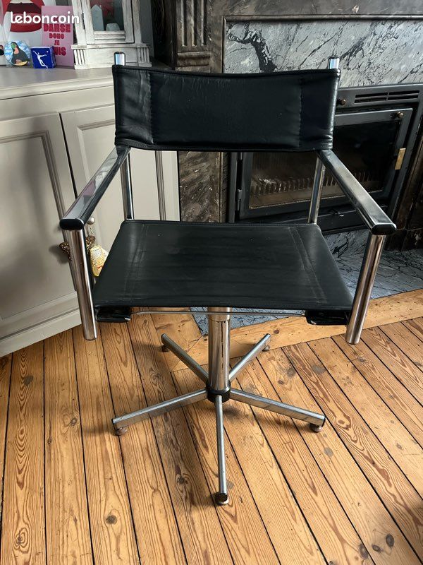 Magnifique fauteuil rétro cuir/acier (image 1)