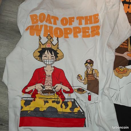 T-shirt One Piece X Burger King édition Limitée Taille L + 4 Paquets De Cartes - Neuf Avec étiquettes