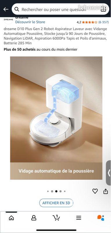 Aspirateur Robot Dreame D10 Plus Gen 2 – Laveur et Vidange Automatique - Électroménager