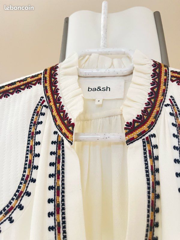 Blouse Blanche Ba&sh Taille 36/38 - Manches Trois-quarts - Occasion Très Bon état
