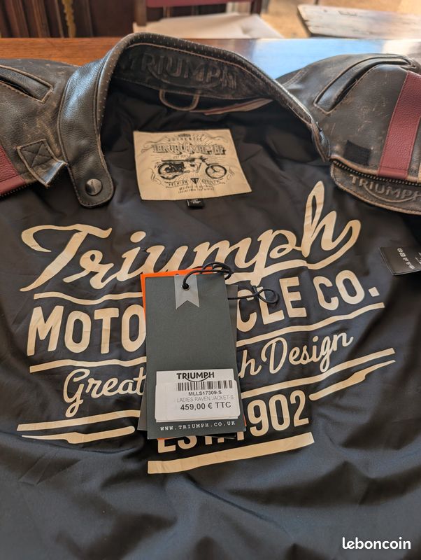 Blouson moto femme cuir vieilli TRIUMPH excellent état (image 3)