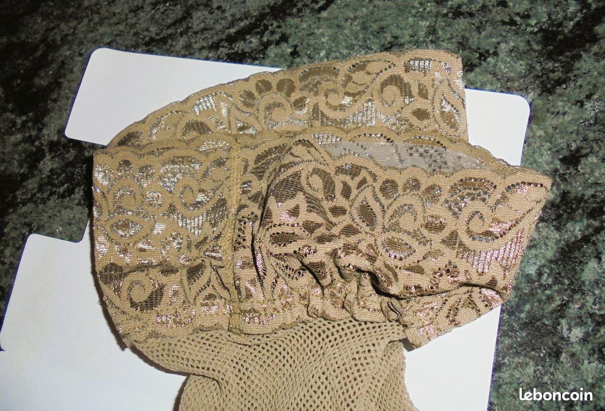 Bas résille «Golden Lady - Vanity», nylon-lycra, Taille 3-4, fantaisie, vintage, rétro - Vêtements