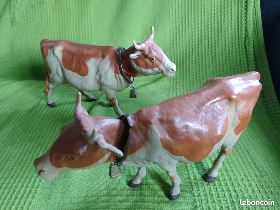 Figurine Ancienne En Celluloïd - Vache - Vintage, Peinture D'origine - Occasion
