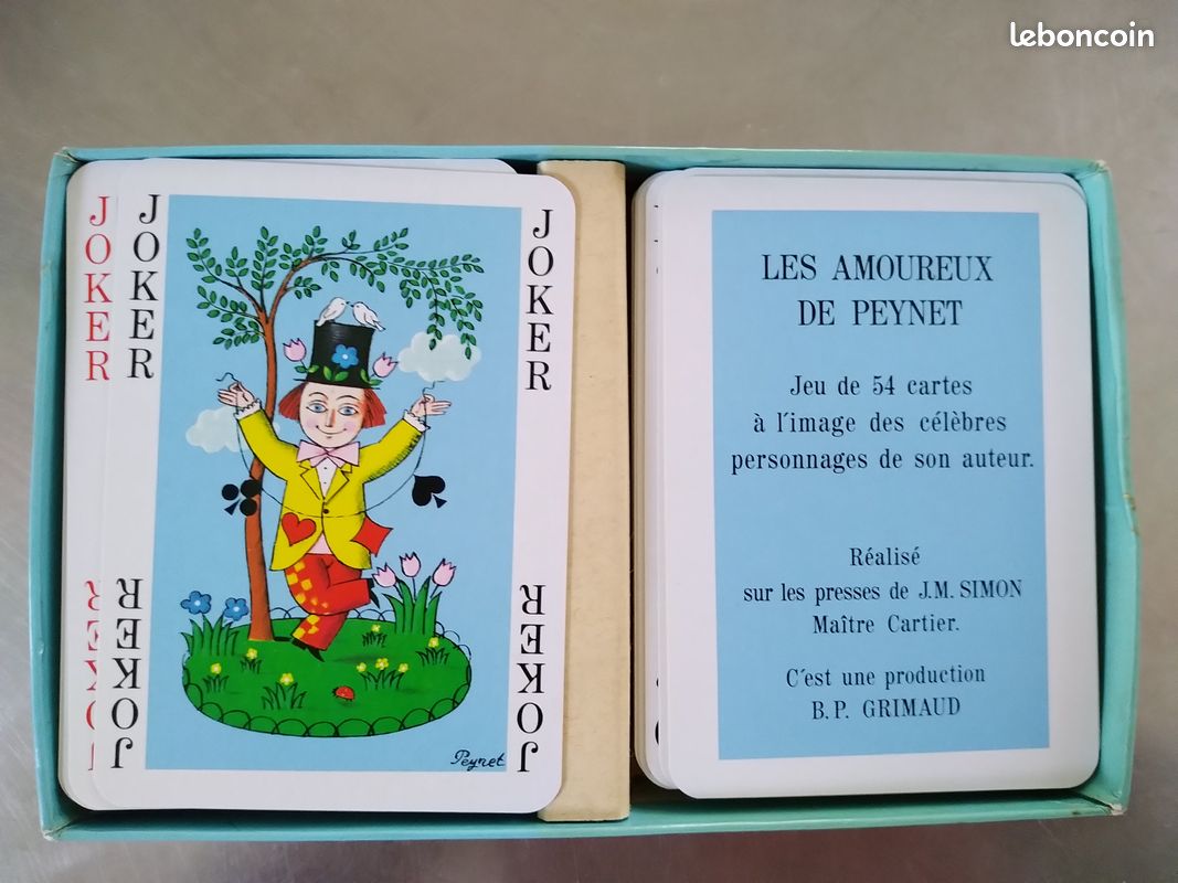 Jeux de cartes les amoureux de PEYNET 54 cartes bon état boite origine année 60 - Collection