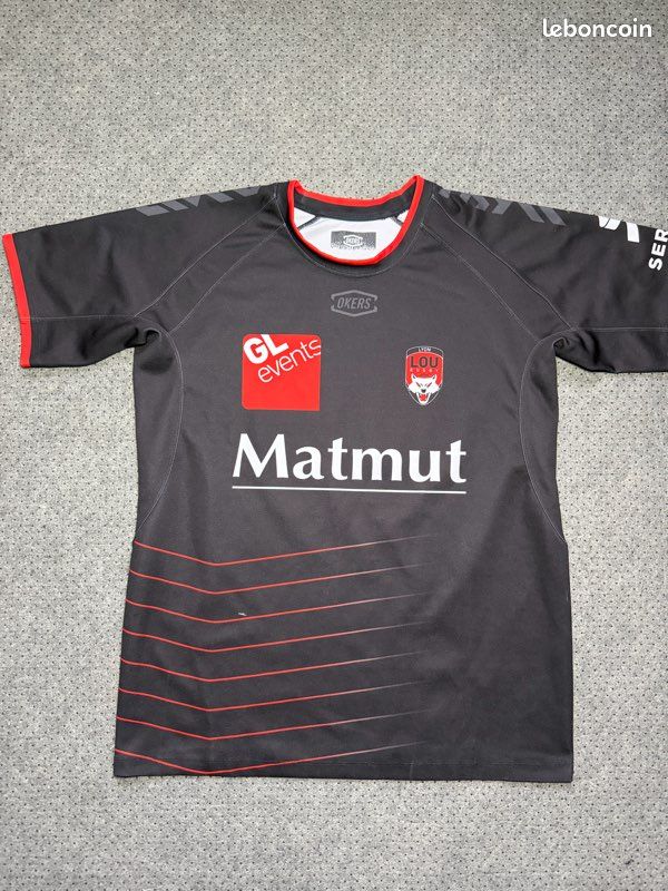 Maillot De Rugby LOU Lyon - Macron - Noir - Taille 7XL - Occasion Très Bon état