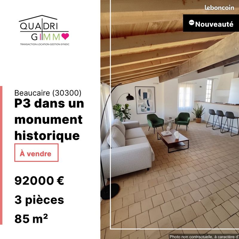 Appartement 3 pièces 85 m² · à Beaucaire · 85 m² · 92 000 €