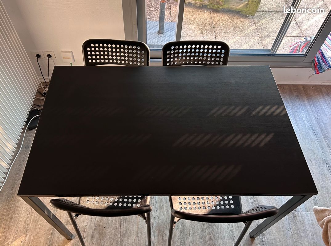 Table Et Chaises IKEA Sandsberg/Adde Noires - Lot Salle à Manger 5 Pièces En Bois