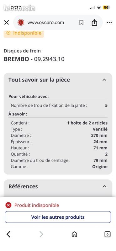 Disque de frein ventile neuf (image 3)