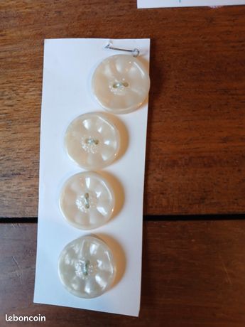 Bouton Fantôme Blanc Ancien - Mercerie Vintage, Lot De 1 à 10 Pièces, Occasion