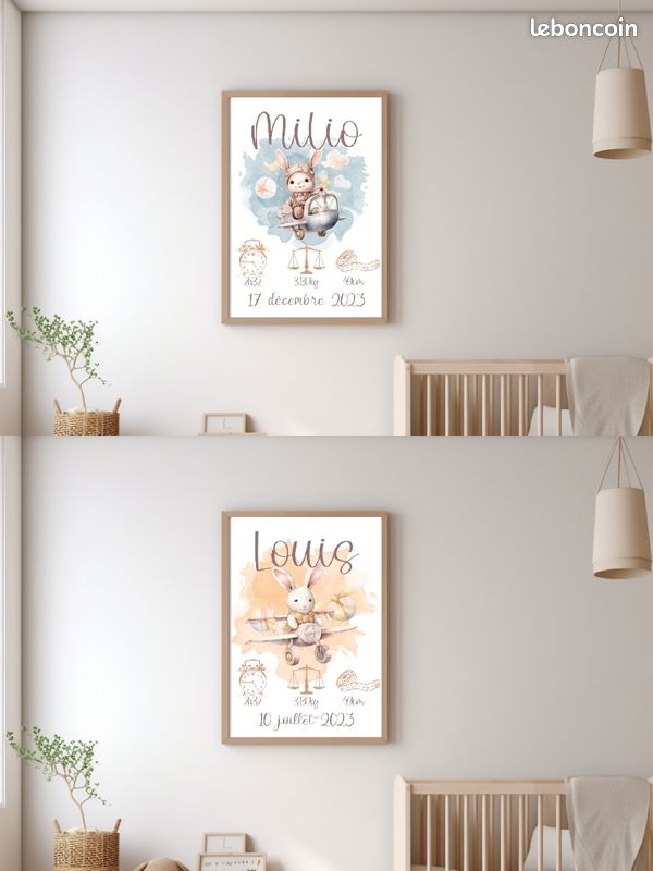 Affiche naissances personnalisé collection lapin (image 2)