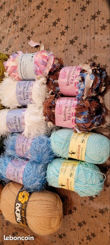 Lot De 5 Pelotes De Laine Portugaise Pure - Couleurs Changeantes Orange Et Violet
