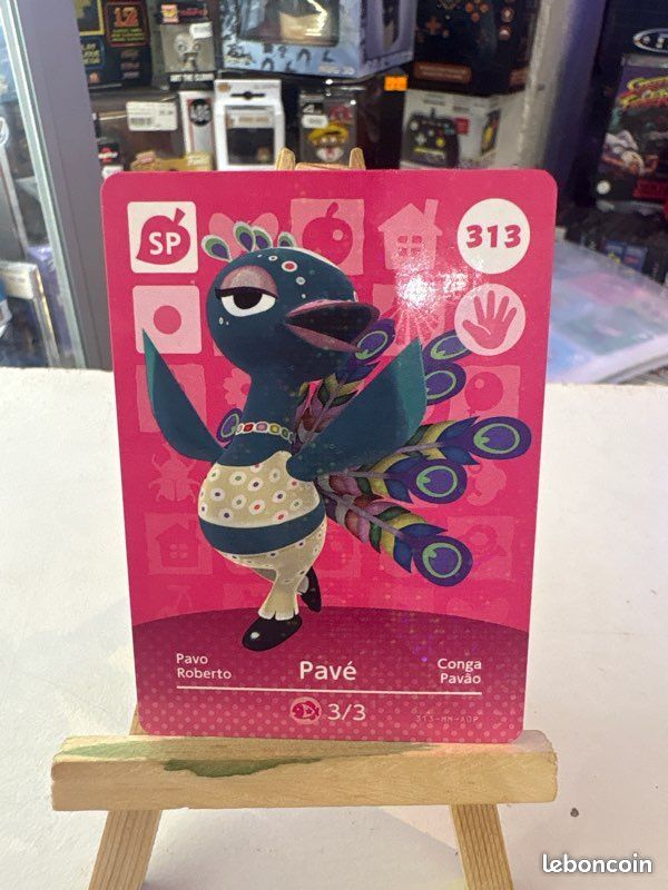 🧸Animal Crossing Carte à collectionner : Pavé / Pavo #313 (image 1)