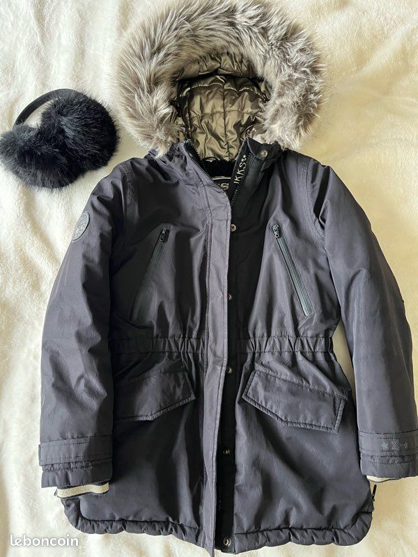 Parka IKKS Enfant Avec Gilet, Taille 6 Ans, Noir Et Fourrure - État Très Bon Occasion