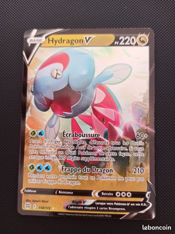 Carte Pokémon Hydragon V Double Rare 114/172 - Épée Et Bouclier 9 Stars Étincelantes - Neuve Et Originale