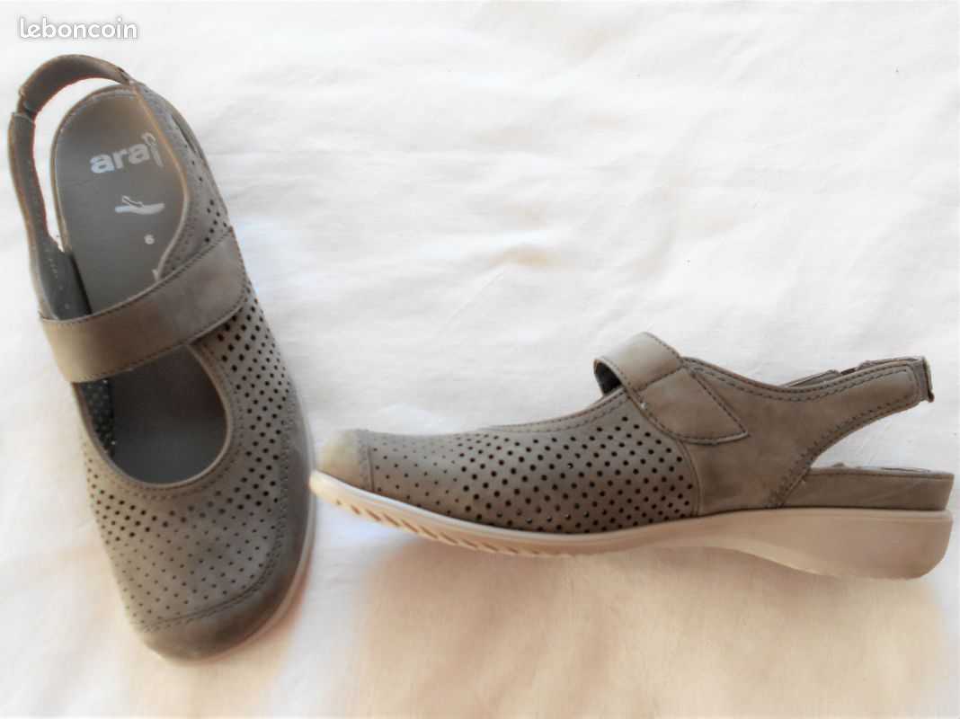 Chaussures ARA p 39 cuir kaki clair pratiquement neuves , ENVOI OFFERT (image 1)