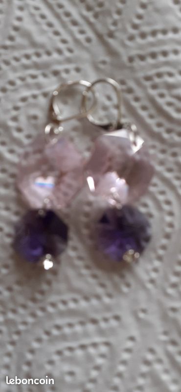 Boucle oreille cristal 2 ton 4et demi cm (image 2)