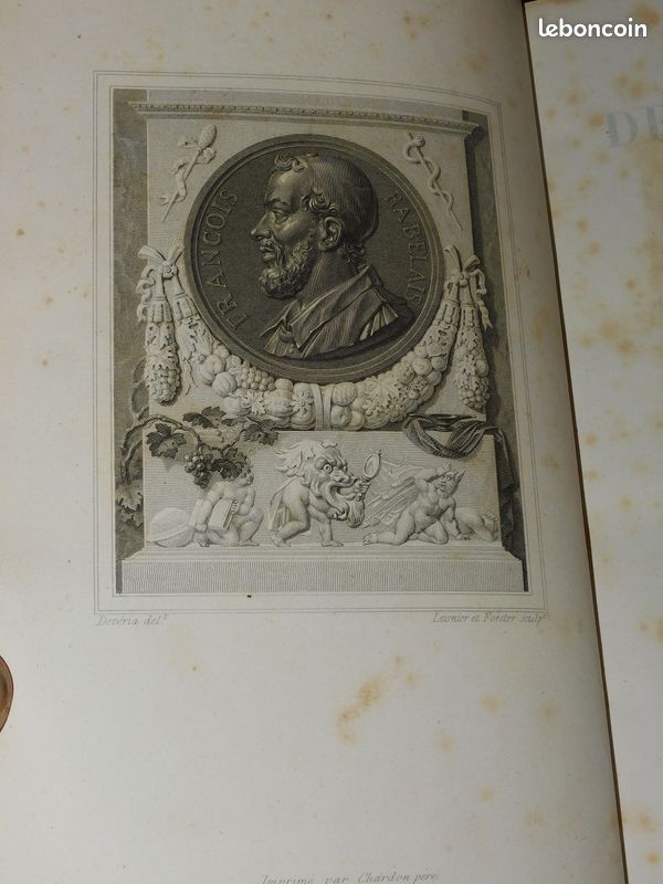 OEUVRES DE RABELAIS EN NEUF VOLUMES, Dalibon 1823 belles reliures gravures Pantagruel Gargantua contes drôlatiques Renaissance (image 7)