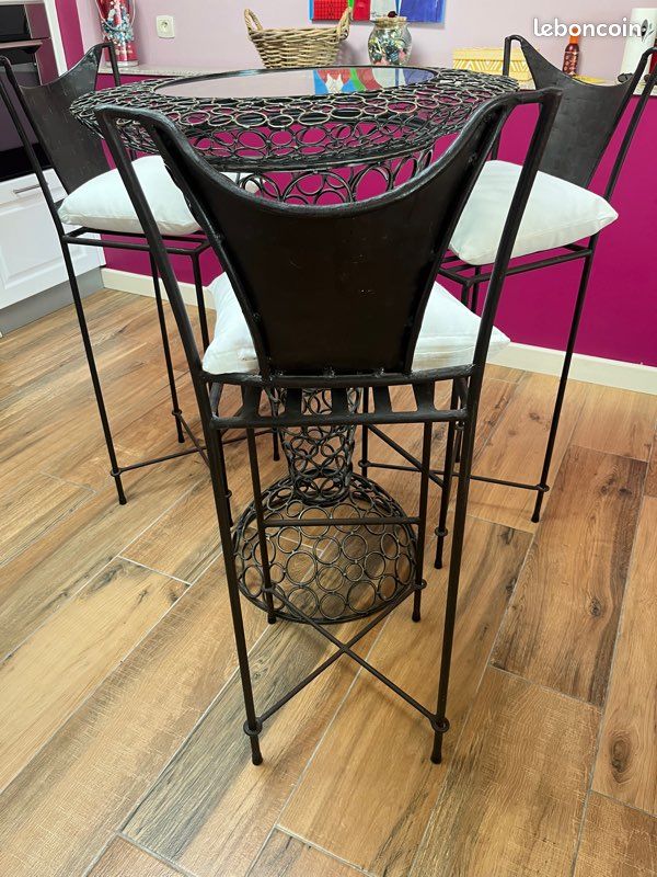 Ensemble bar et chaises fer forgé (image 2)