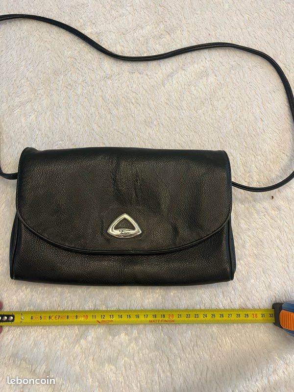 Sac bandoulière Texier vintage cuir noir véritable – fabrication française (image 9)