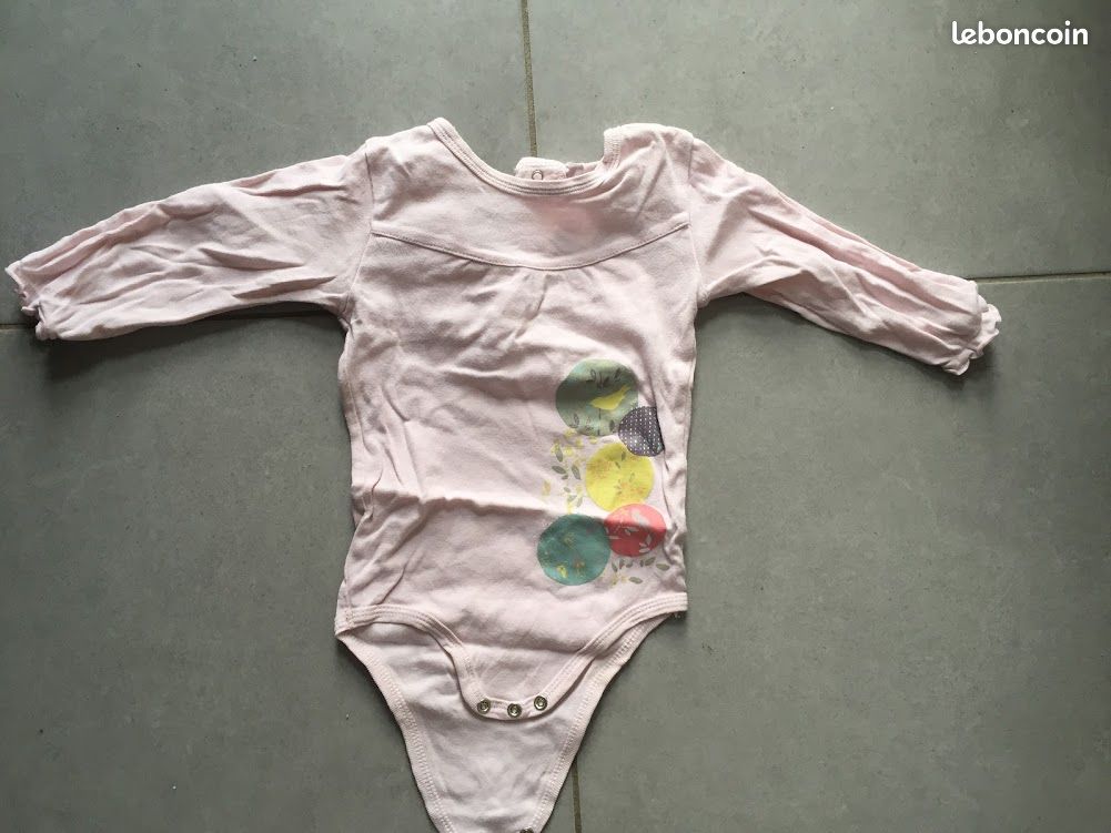 Body rose manche longue à motif (taille 18 mois) (image 1)