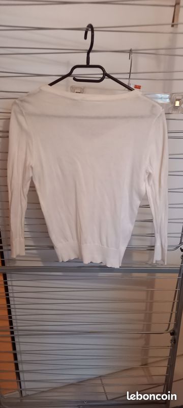 Gilet femme blanc avec broderie devant T 36 (image 4)