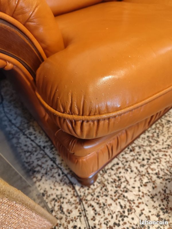 Canapé simili cuir + 2 fauteuils (image 3)