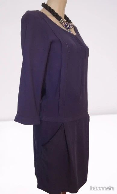 Robe Comptoir Des Cotonniers Taille 40 Bleu Mélange - Occasion Très Bon état - Laine Et Viscose