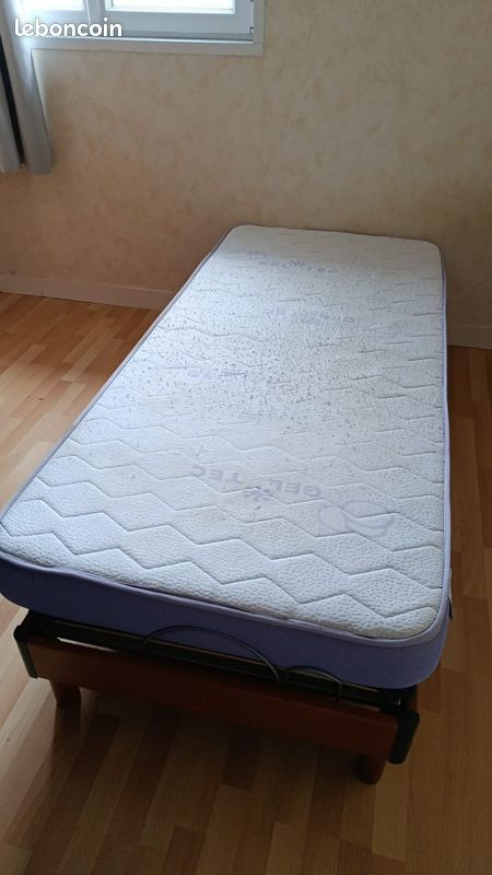LIT ÉLECTRIQUE MOTORISÉ + MATELAS MÉMOIRE DE FORME 🔹 Confort – Relaxation – Télécommande (image 1)