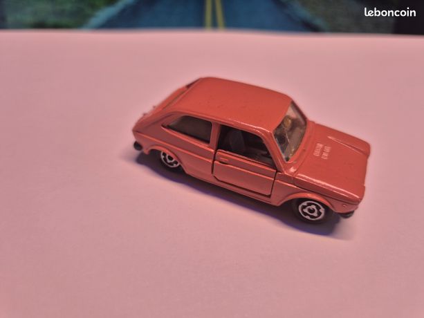 RARE Vintage Majorette Fiat 127 2 Door Hatchback Lt Green With A Dog And Hitch