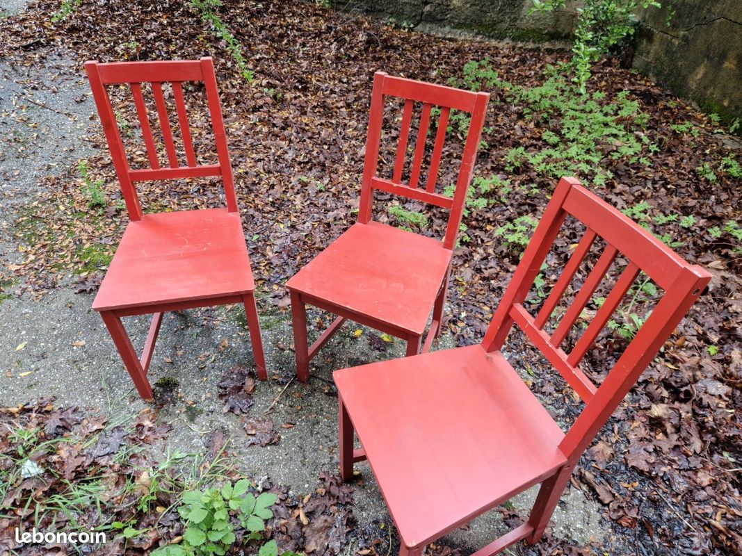 Lot 3 chaises rouge IKEA (image 2)