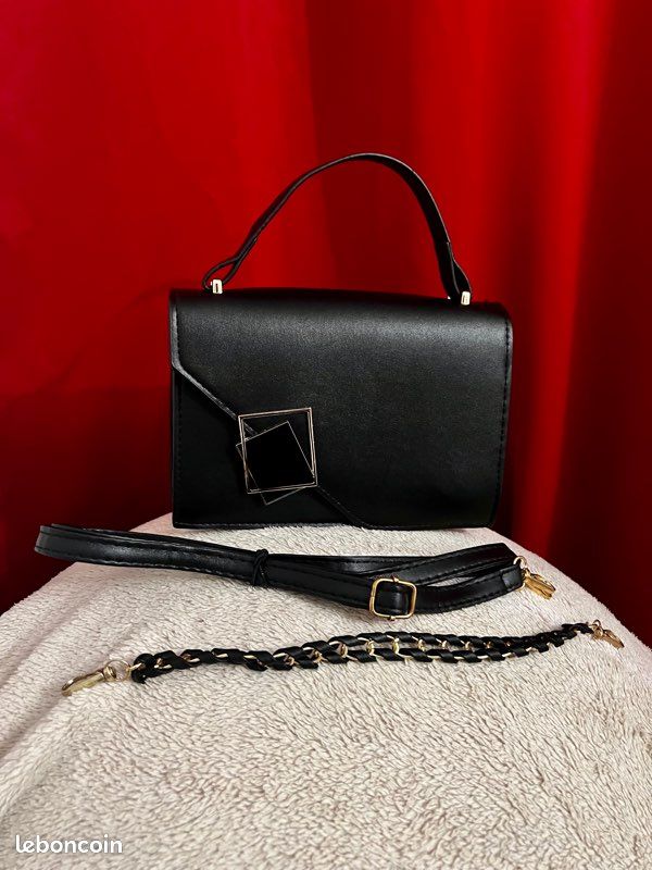 Sac à main bandoulière en cuir noir pour femme 3 styles en 1 (image 2)