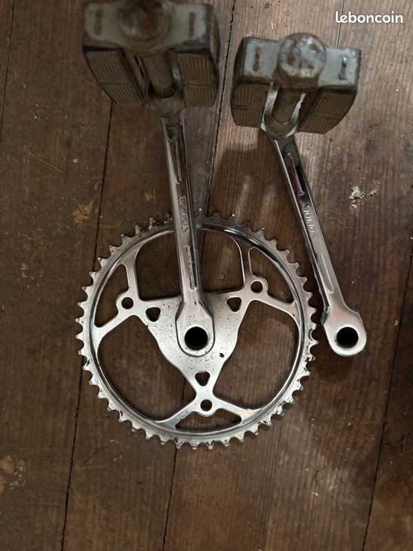 Ancien Pédalier Chromé SOLIDA et son axe Vélo GEMO Bicycle Epoca