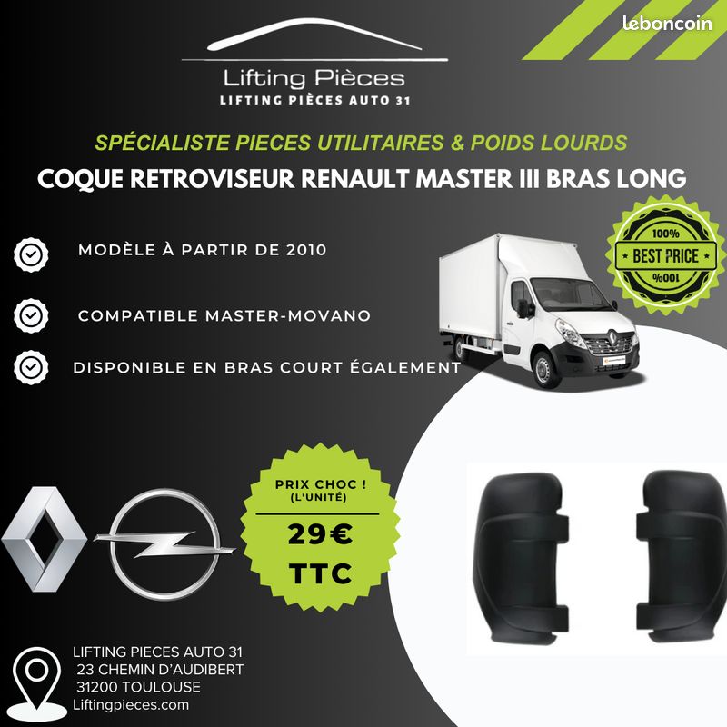 CACHE COQUE RETROVISEUR BRAS MOYEN ORANGE CLIGNOTANT GAUCHE POUR FIAT DUCATO