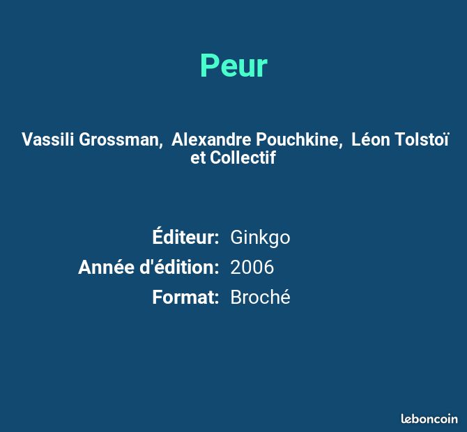 Peur - Vassili Grossman, Alexandre Pouchkine, Léon Tolstoï et Collectif (image 2)