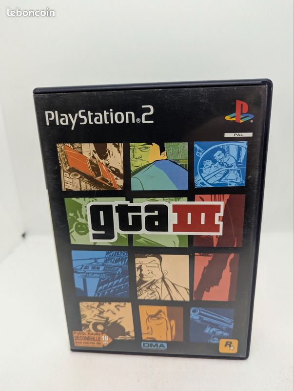 Jeu game GTA 3 III white cover rare console Playstation 2 PS2 FR PAL