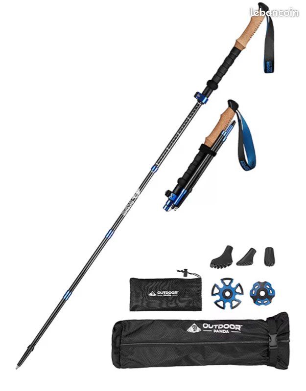 Lot De 2 Bâtons De Randonnée Pliables DOBESTS - Verrouillage Rapide - Noir Premium