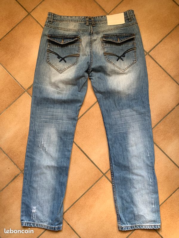 Justing jeans bleu Los Angeles W38 pré-déchiré avec empiècement de tissu (image 10)