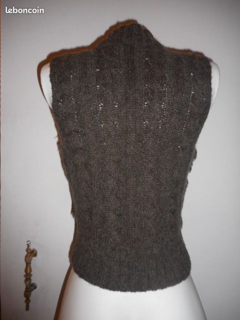 Gilet court fausse fourrure et tricot taille 1 (image 2)