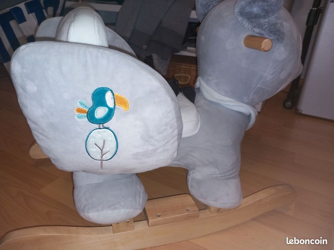 IGLU Cheval à Bascule Gris - Jouet Éducatif Équilibre Et Développement Enfant Banane Balance